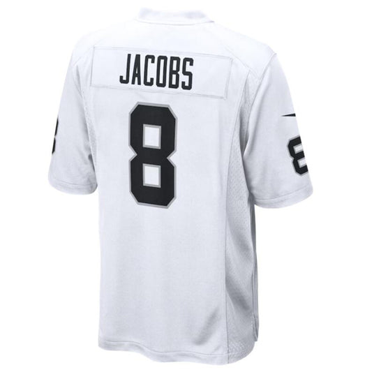 LV.Raiders #8 Josh Jacobs White Game Player Jersey American Stitched Football Jerseys