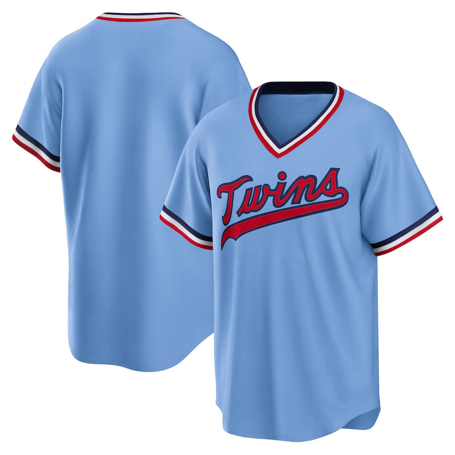 Custom Light Blue Minnesota Twins Road Cooperstown Collection Team Baseball Jersey