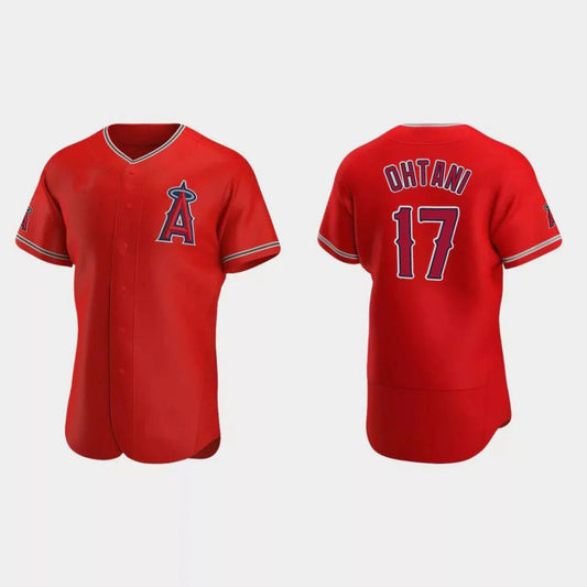 Los Angeles Angels #17 Shohei Ohtani 2020 Alternate Authentic Team Logo Player Jersey ¨C Red Men Youth Women Baseball Jerseys