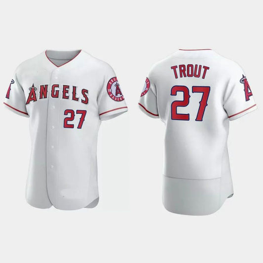Los Angeles Angels #27 Mike Trout White Authentic Jersey Men Youth Women Player Baseball Jerseys