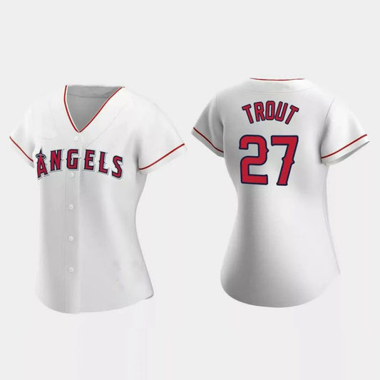 Los Angeles Angels #27 Mike Trout White Replica Home Player Jersey Men Youth Women Baseball Jerseys
