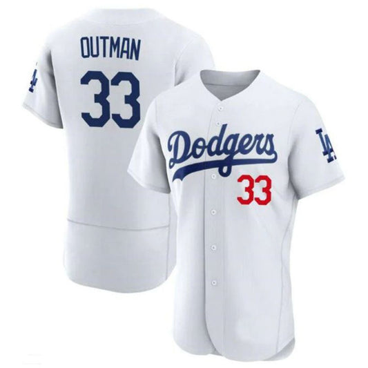 Los Angeles Dodgers #33 James Outman White Home Authentic Patch Player Jersey Baseball Jerseys
