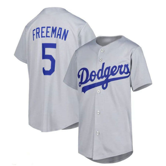 Los Angeles Dodgers #5 Freddie Freeman Alternate Replica Player Jersey - Gray Baseball Jerseys