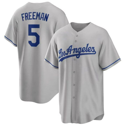 Los Angeles Dodgers #5 Freddie Freeman Road Replica Player Jersey - Gray Baseball Jerseys