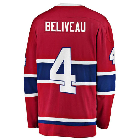 M.Canadiens #4 Jean Beliveau Fanatics Branded Premier Breakaway Retired Player Jersey Red Stitched American Hockey Jerseys