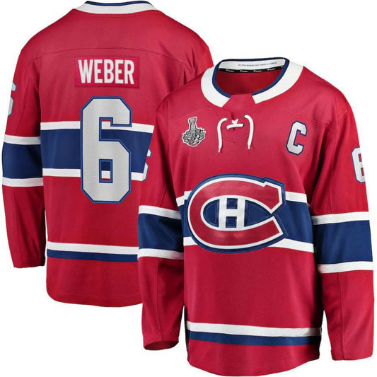 M.Canadiens #6 Shea Weber Fanatics Branded Home 2021 Stanley Cup Final Bound Breakaway Jersey Red Stitched American Hockey Jerseys