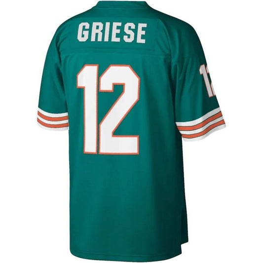 M.Dolphins #12 Bob Griese Mitchell & Ness Aqua 1972 Legacy Replica Player Jersey Stitched American Football Jerseys