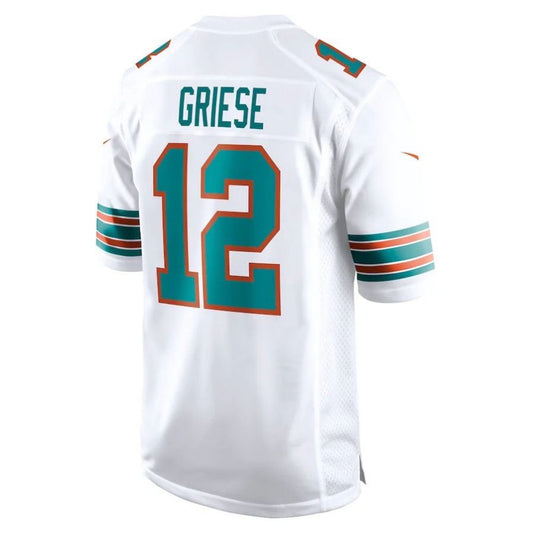 M.Dolphins #12 Bob Griese White Retired Player Jersey Stitched American Football Jerseys