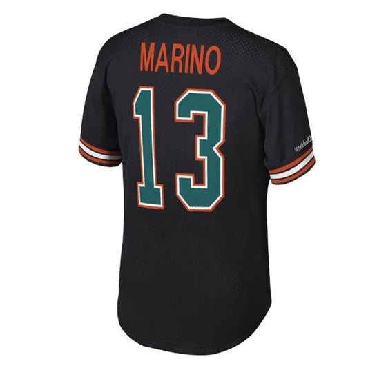 M.Dolphins #13 Dan Marino Mitchell & Ness Retired Player Name & Number Mesh Top - Black Stitched American Jerseys