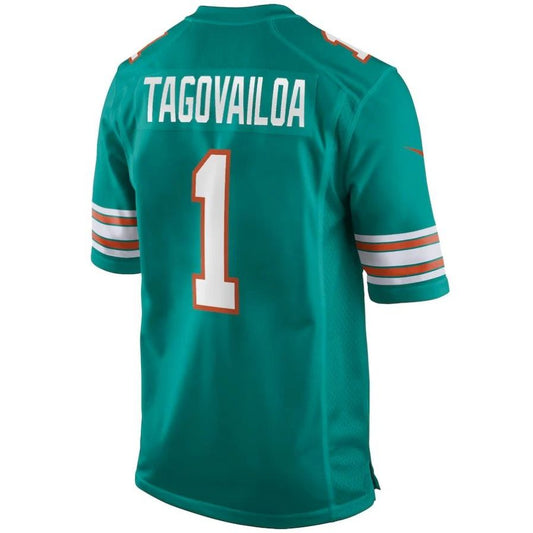 M.Dolphins #1 Tua Tagovailoa Aqua Alternate Player Game Jersey Stitched American Football Jerseys