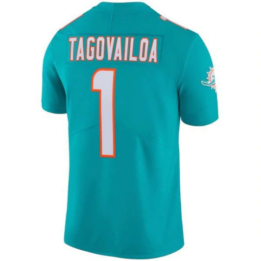 M.Dolphins #1 Tua Tagovailoa Aqua Stitched Player Vapor Game Football Jerseys
