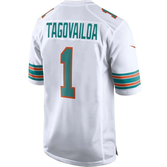 M.Dolphins #1 Tua Tagovailoa White 2nd Alternate Player Game Jersey Stitched American Football Jerseys