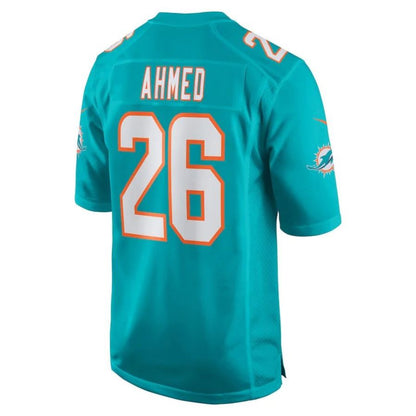 M.Dolphins #26 Salvon Ahmed Aqua Player Game Jersey Stitched American Football Jerseys