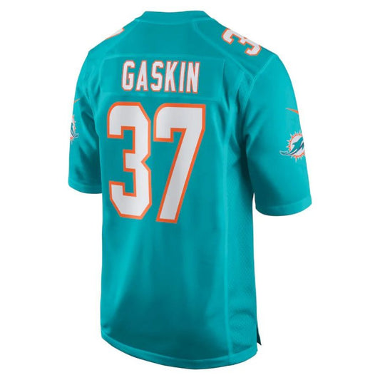 M.Dolphins #37 Myles Gaskin Aqua Player Game Jersey Stitched American Football Jerseys