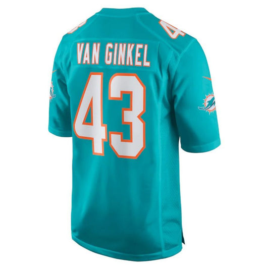 M.Dolphins #43 Andrew Van Ginkel Aqua Player Game Jersey Stitched American Football Jerseys
