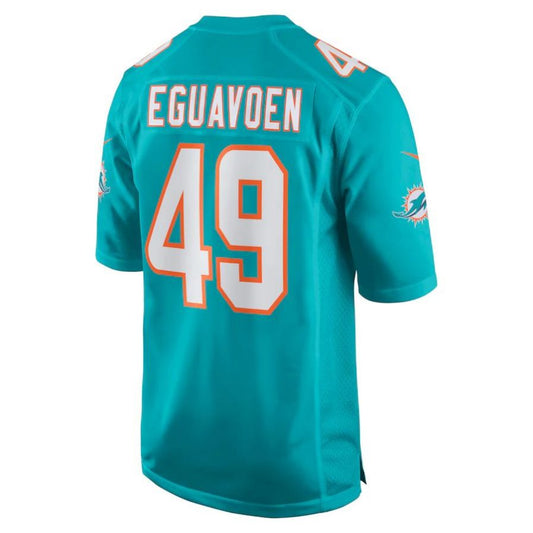 M.Dolphins #49 Sam Eguavoen Aqua Player Game Jersey Stitched American Football Jerseys