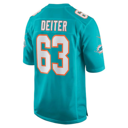M.Dolphins #63 Michael Deiter Aqua Player Game Jersey Stitched American Football Jerseys