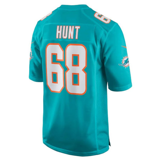 M.Dolphins #68 Robert Hunt Aqua Player Game Jersey Stitched American Football Jerseys