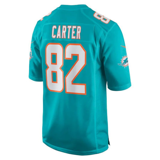 M.Dolphins #82 Cethan Carter Aqua Player Game Jersey Stitched American Football Jerseys