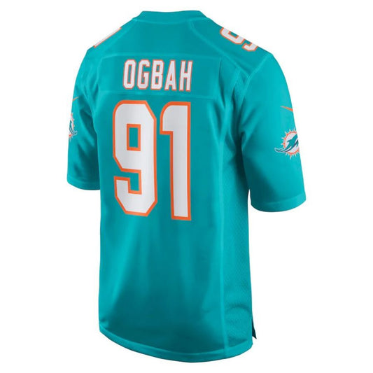 M.Dolphins #91 Emmanuel Ogbah Aqua Player Game Jersey Stitched American Football Jerseys