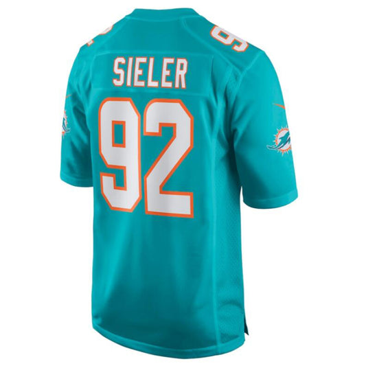 M.Dolphins #92 Zach Sieler Aqua Game Jersey American Stitched Football Jerseys