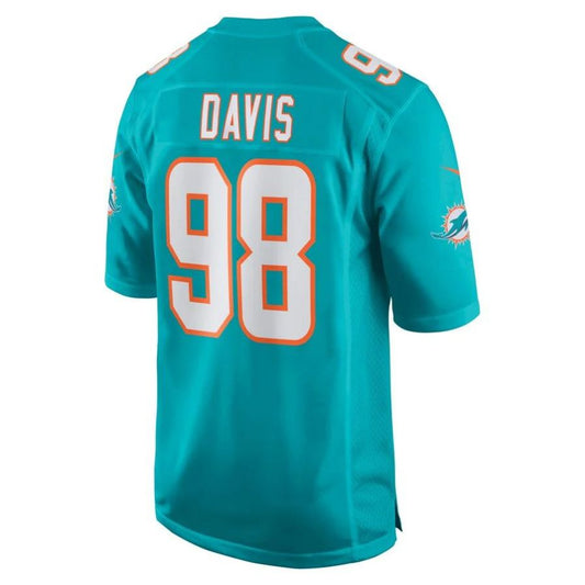 M.Dolphins #98 Raekwon Davis Aqua Player Game Jersey Stitched American Football Jerseys