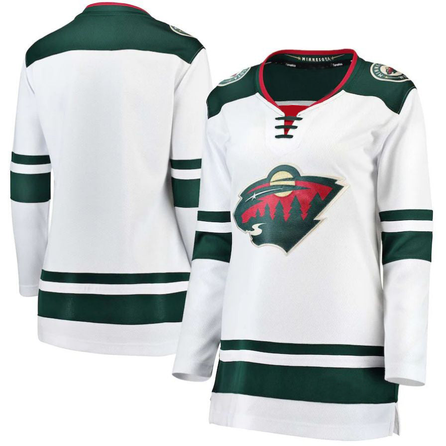 M.Wild Fanatics Fanatics Branded Away Breakaway Jersey White Stitched American Hockey Jerseys