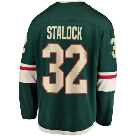 M.Wild #32 Alex Stalock Fanatics Branded Breakaway Player Jersey Green Stitched American Hockey Jerseys