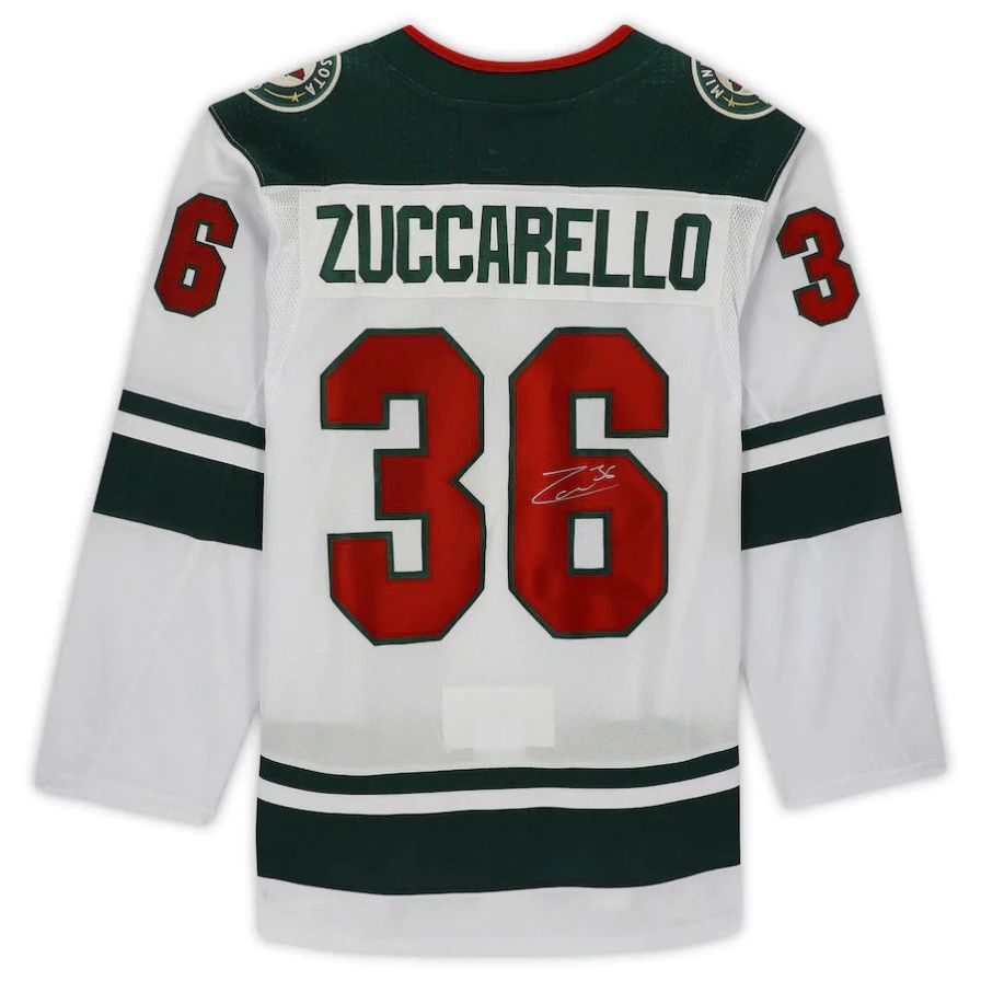 M.Wild #36 Mats Zuccarello Fanatics Authentic Autographed Jersey White Stitched American Hockey Jerseys