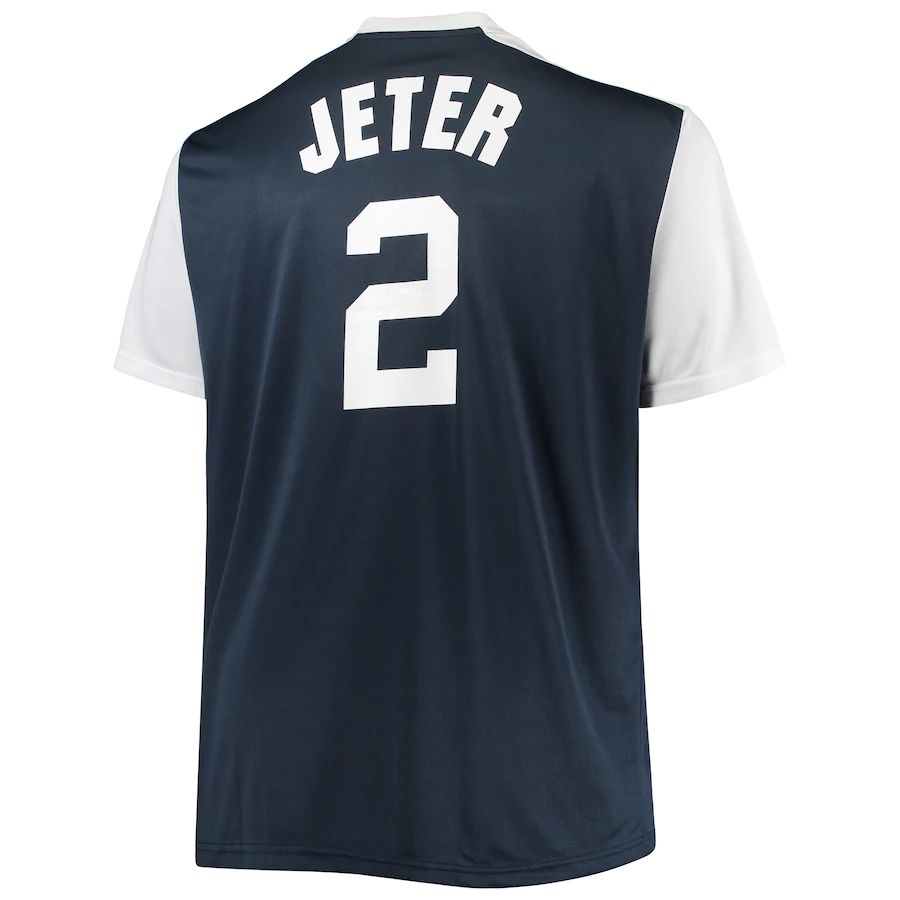 New York Yankees #2 Derek Jeter Navy-White Cooperstown Collection Player Replica Jersey