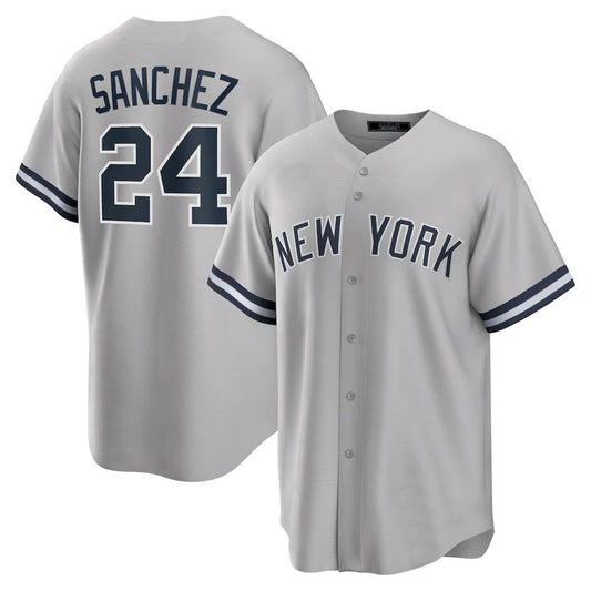 New York Yankees #24 Gary Sanchez Gray Road Replica Player Name Jersey