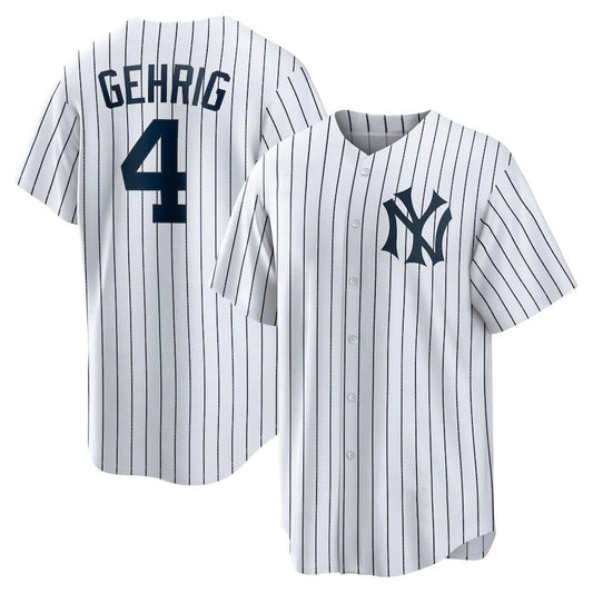 New York Yankees #4 Lou Gehrig White Home Cooperstown Collection Player Baseball Jersey