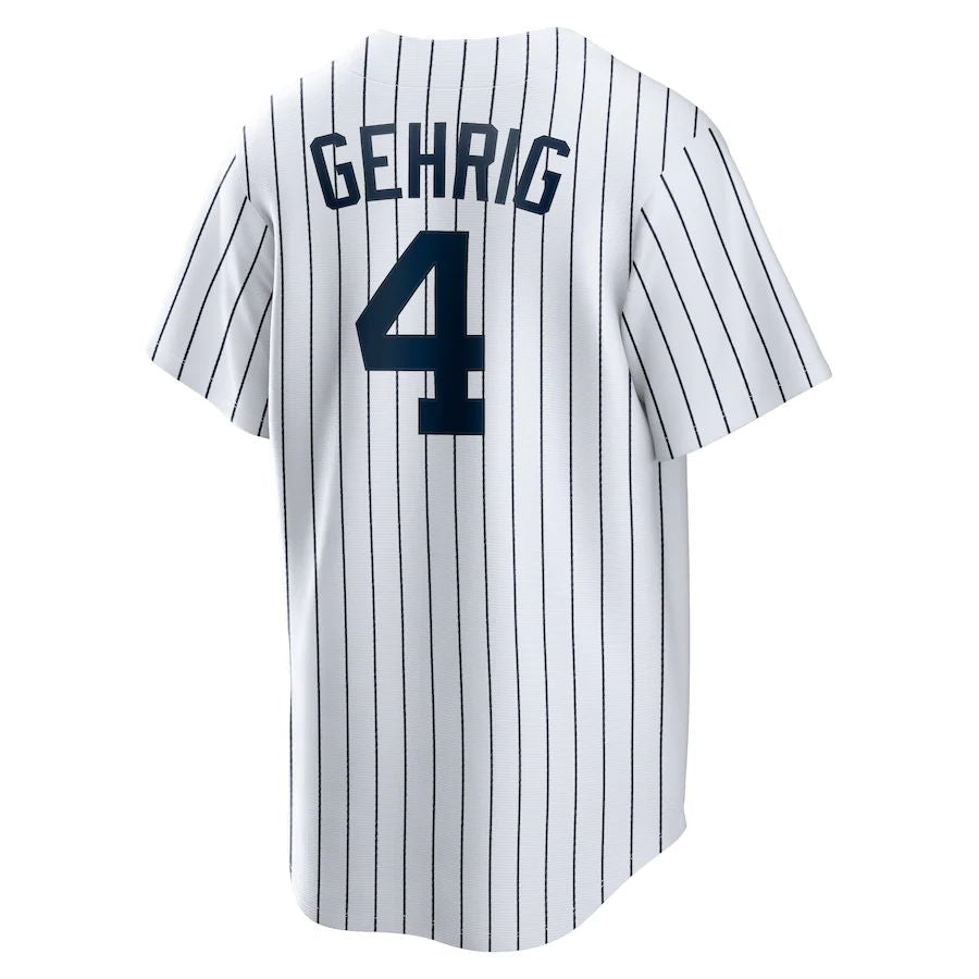 New York Yankees #4 Lou Gehrig White Home Cooperstown Collection Player Baseball Jersey
