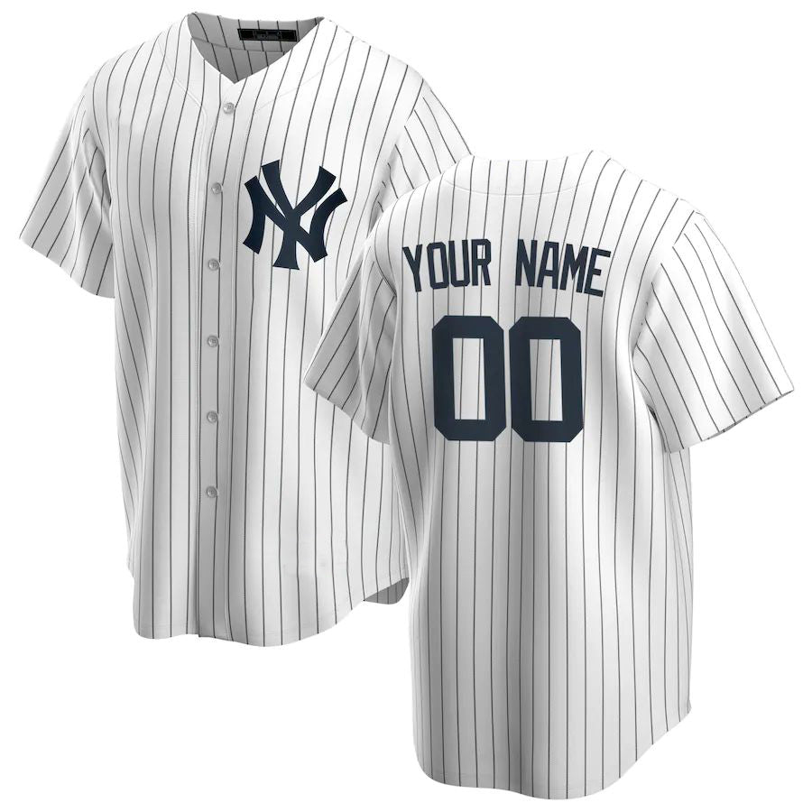 Custom New York Yankees White Home Replica Custom Baseball Jersey