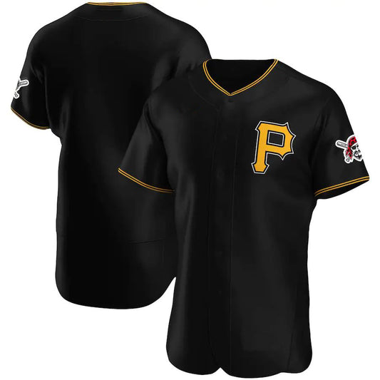 Custom Pittsburgh Pirates Black Alternate Authentic Team Logo Jersey