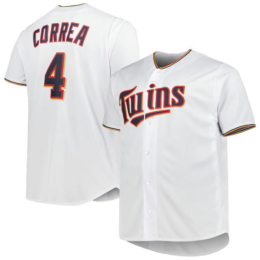 Mens #4 Carlos Correa White Minnesota Twins Replica Player Baseball Jersey