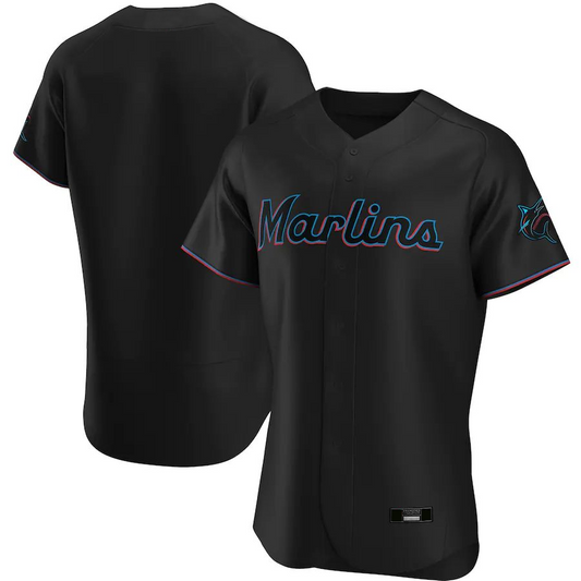 Custom Miami Marlins Black Alternate Authentic Team Game Baseball Jerseys