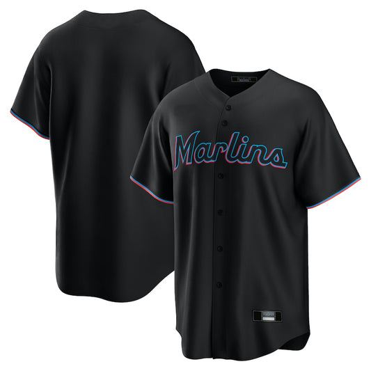 Custom Miami Marlins Black Alternate Replica Team Baseball Jerseys