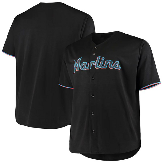 Custom Miami Marlins Black Big & Tall Replica Team Baseball Jerseys