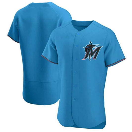 Custom Miami Marlins Blue Alternate Authentic Team Jersey Baseball Jerseys
