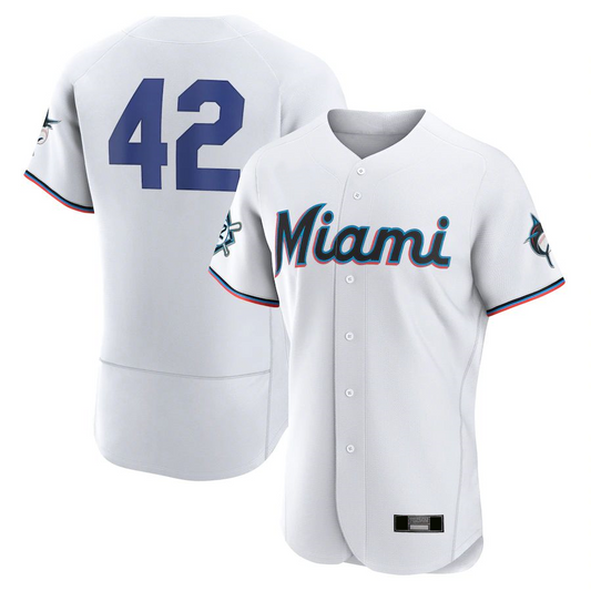 Miami Marlins #42 Jackie Robinson White Authentic Game Player Baseball Jersey
