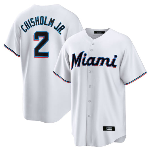Miami Marlins #2 Jazz Chisholm Jr. White Home Replica Team Player Baseball Jersey