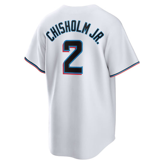 Miami Marlins #2 Jazz Chisholm Jr. White Home Replica Player Baseball Jersey