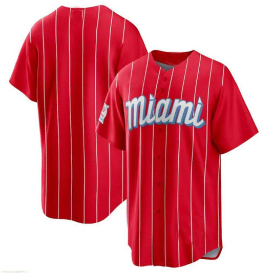 Custom Miami Marlins Red City Connect Replica Team Jersey Baseball Jerseys