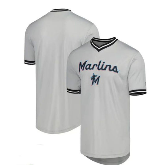Custom Miami Marlins V-Neck Jersey - Gray Baseball Jerseys