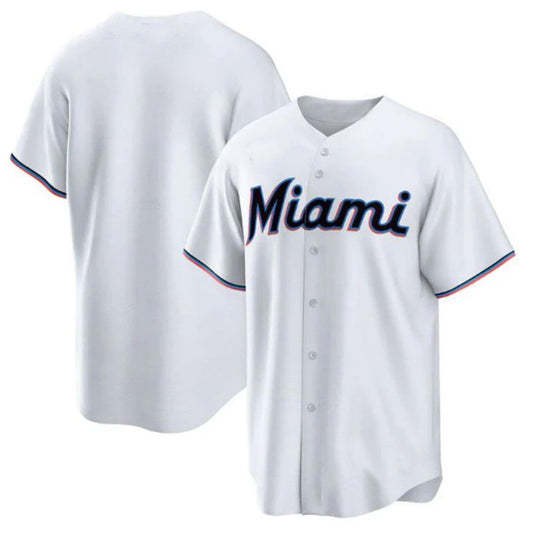 Custom Miami Marlins White Home Blank Replica Jersey Game Baseball Jerseys