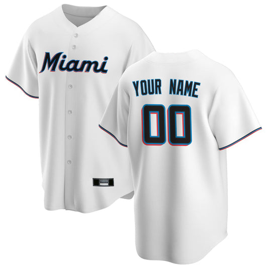 Custom Miami Marlins White Home Replica Custom Baseball Jersey