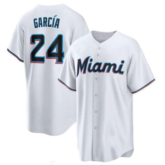 Miami Marlins #24 Avisa¨ªl Garcia White Home Replica Player Jersey Baseball Jerseys