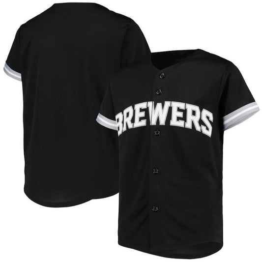 Custom Milwaukee Brewers Black-White Replica Team Baseball Jersey