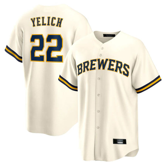 Milwaukee Brewers Christian Yelich Cream Alternate Replica Team Player Baseball Jerseys